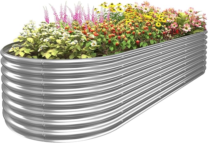 FRIZIONE 9FT(L)×4FT(W)×2FT(H) Galvanized Raised Garden Bed Outdoor Metal Raised Garden Beds for Flower Raised Planter Box Outdoor for Herb Vegetable