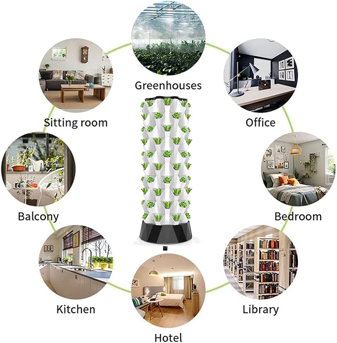 Hydroponics Tower for Indoor Herbs Fruits and Vegetables with Hydrating Pump Timer - Garden Hydroponic Growing with 6 Floors