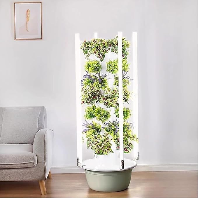 Indoor Hydroponics Growing Tower with LED Light Space-Saving Vertical Garden for Home &amp Outdoor(7 Layer)