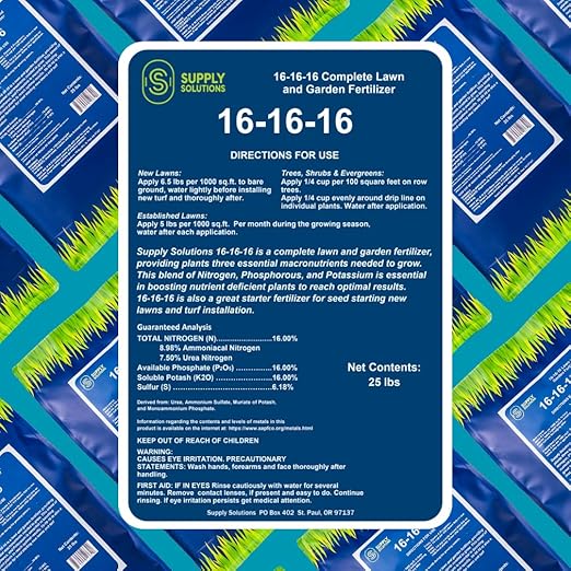 Supply Solutions 16-16-16 Complete Lawn &amp Garden All Purpose Granular Fertilizer - The Ultimate Plant Food for Lush Greenery &amp Vibrant Blooms - for All Plants Vegetables Fruits and Berries