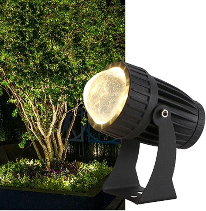 Rotating Spotlight - Long Range Narrow Beam Spotlight 10W Outdoor Spotlights LED Beam Floodlight IP65 Waterproof Outdoor Wall Lamp Wall Washer Landscape Lighting(Warm WhiteDC-24V)