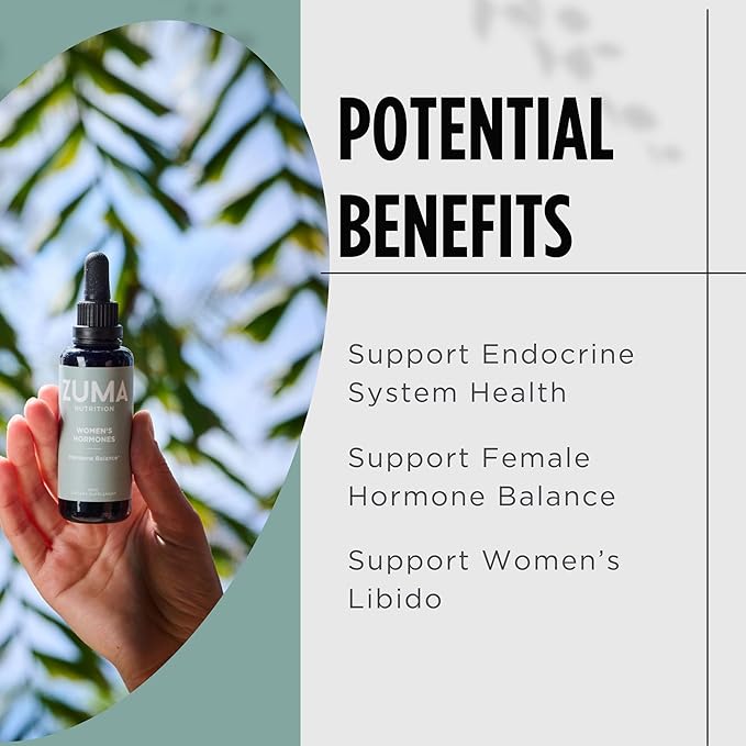 Zuma Nutrition Women's Tonic Vegan Herbal Liquid with Plant Based Nutrients for Everyday Women Wellness Water Soluble Herbal Tincture with Wild Harvested Herbs Non GMO 30 ML Bottle