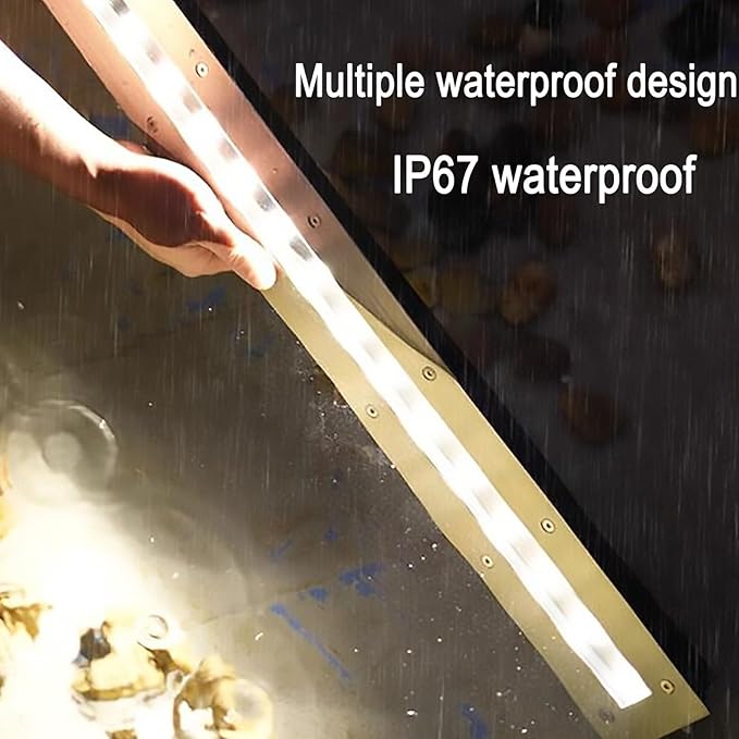 Led Landscape Lights - Outdoor Buried Lights Stainless Steel Panel Rectangle Floor Ground Light Ip67 Waterproof Recessed Spotlight for Patio Step Walkway Easy Instal-Green-18W1000MM