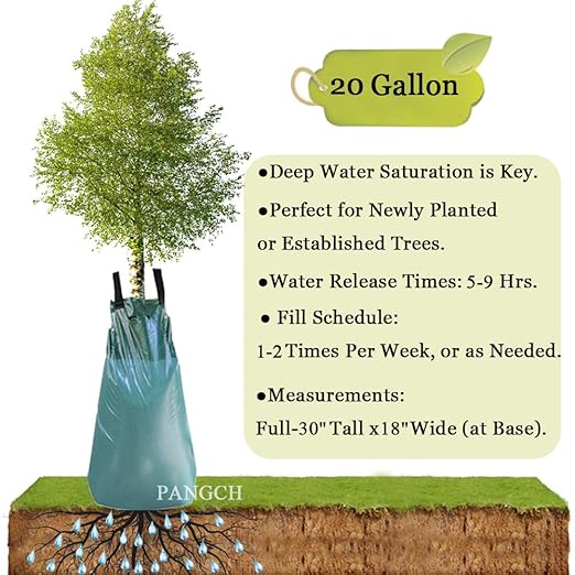 Tree Watering Bag 20 Gallon Slow Release Tree Watering Bags-Drip Irrigation Bag for Newly Planted or Established Trees (5 Pack)