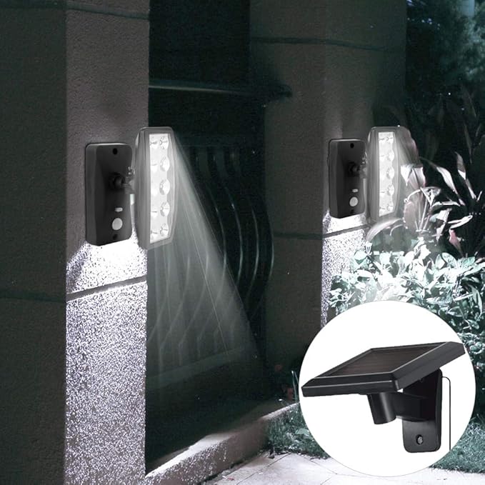 Flexible 10 LED Chips Solar Powered Induction Wall Spotlights for Outdoor Garden Corridor Wall Lights and Landscape Lighting