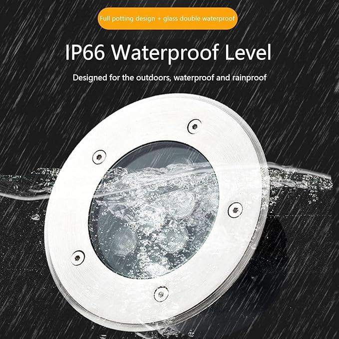 LED Landscape Lights Round Underground Light IP66 Waterproof Outdoor Embedded Ground Light for Garden Driveway Deck Patio Yard Step Spotlight AC85-110V