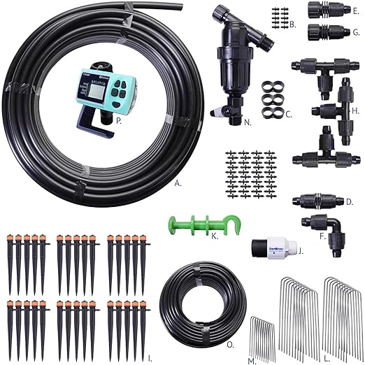 Automated Dripworks Premium/Customized Rose &amp Shrub Irrigation Kit for Watering Shrubs (with Timer) - Waters Upto 30 Rose Plants | Agricultural Grade Components | Trusted Brand Since 1991