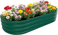 Galvanized Raised Garden Bed Kit Galvanized Planter Raised Garden Boxes Outdoor Oval Metal Raised Garden Beds for Vegetables (Green)