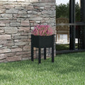 Solid Wood Pine Planter Gardening Box Black Outdoor Flower Pot for Large Plants Vegetable Growing - 15.7x15.7x27.6