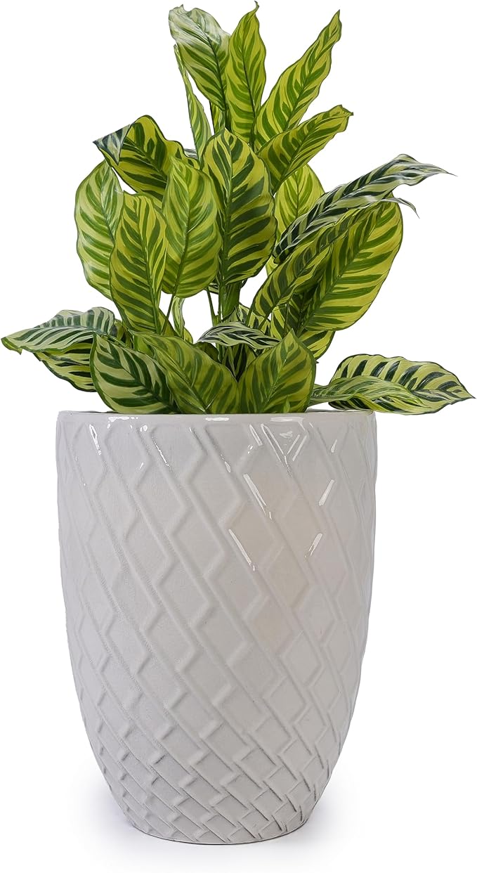 Handmade White Ceramic Planter Pot 16.54 W x 21.26 H Large Indoor Outdoor Flower Pot for Potted Plants Trees GDecor Breathable Clay with Drainage Hole