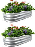4x2x1ft Galvanized Raised Garden Bed Outdoor 2-Pack 12 Tall Metal Raised Beds for Gardening Planter Boxes for Plants Vegetables Flowers Herbs &amp Tomato Bottomless Elevated Garden Beds Kit Si