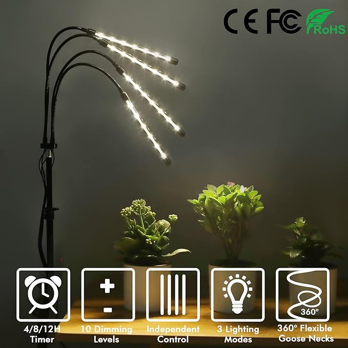 Plant Grow Lights for Indoor Plants Full Spectrum LED Floor Plant Lights for Indoor Growing with Adjustable Stand (14-63) Indoor Plant Grow Lamp with Timer Auto On/Off for House Plants