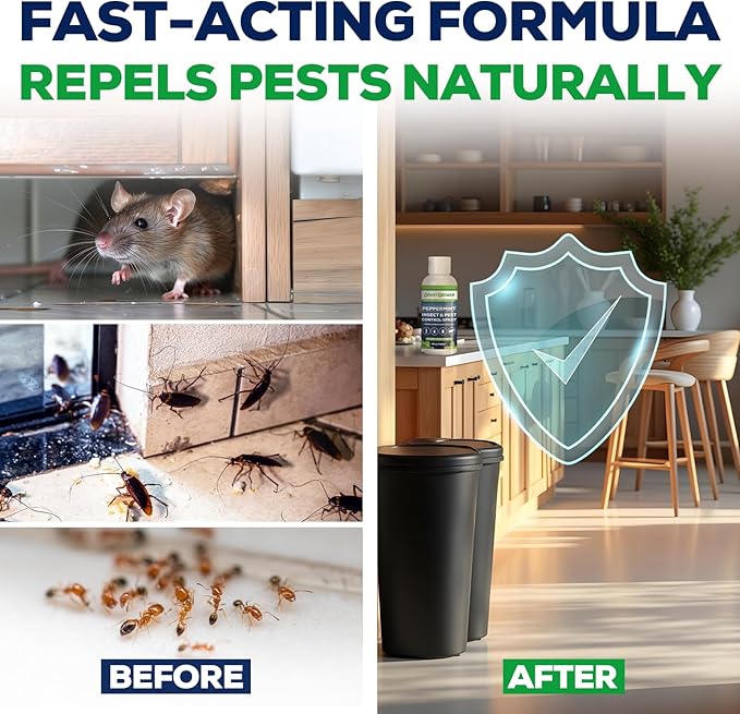 Peppermint Insect &amp Pest Control Best Value Concentrate - Repels Insects &amp Pests for Home Indoor Outdoor Garden - Maximum Strength Concentrate (Makes One Gallon RTU) 8 oz