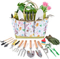 15-Piece Garden Tool Set for Women Heavy Duty Gardening Kit with Floral Garden Bag Steel Garden Hand Tools Plant Labels Gloves Gardening Gift Basket for Men Gardeners Plant Lovers Green