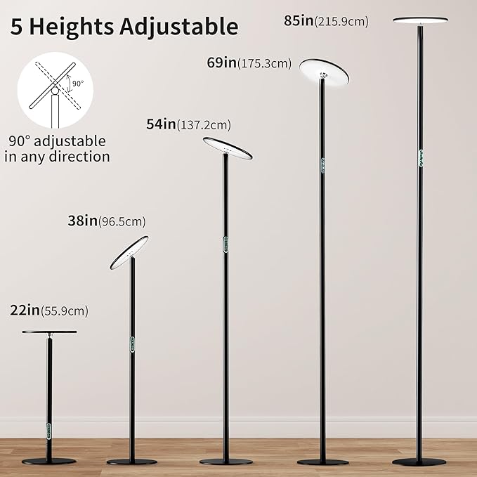chiphy 85 Tall Grow Light for Large Indoor Plants 60W Full Spectrum Plant Light with 4/8/12H Timer &amp Remote 10-Level Dimmable Height Adjustable Ideal for Large Tall Plants &amp Indoor Trees