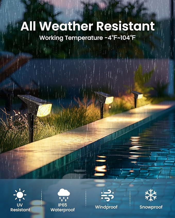 SOLPEX Solar Lights Outdoor Waterproof IP65 Landscape Spotlights Outdoor Compact Design Spot Lights Solar Powered Flood Lights for Garden Yard House Pathway Tree Outside 12 Pack Warm White