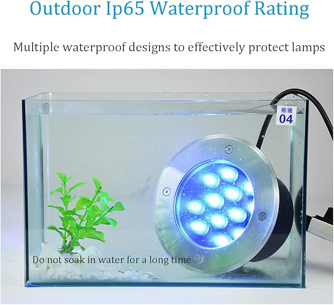Low Voltage Round Outdoor Ground Light - IP65 Waterproof LED Landscape Lamp for Driveway Garden Pathway and Patio (Available in Red 12W &amp Yellow 12W)