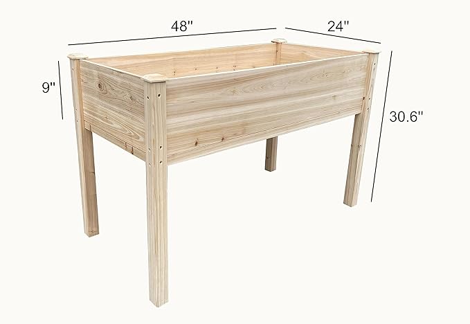 BTExpert 4ft Wooden Raised Garden Bed with Legs 48x24x30in Elevated Planter Box Stand for Vegetable Flower Backyard Patio Balcony Large Wood Raised Beds Liner Outdoor - 30 in Height