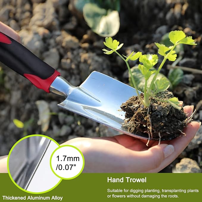 FANHAO Garden Tool Set 3 Piece Heavy Duty Garden Trowels Cast-Aluminum Garden Hand Shovels with Non-Slip Rubber Grip Idea for Transplanting Weeding Digging and Planting