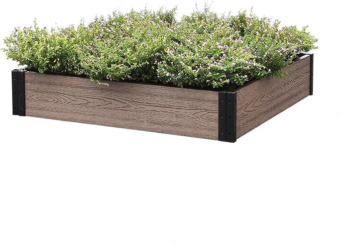 Everbloom Essential Raised Garden Bed 36x38x7Composite Wood Plastic Planter Box Outdoor Easy Assembly Brown Rectangle Planter for Vegetables Flowers HerbsBackyard/Patio/Gardener