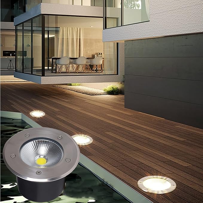 LED COB Underground Path Light Round Landscape In-ground Lights IP65 Waterproof Spotlight for Yard Garden Driveway Deck Porch Pathway