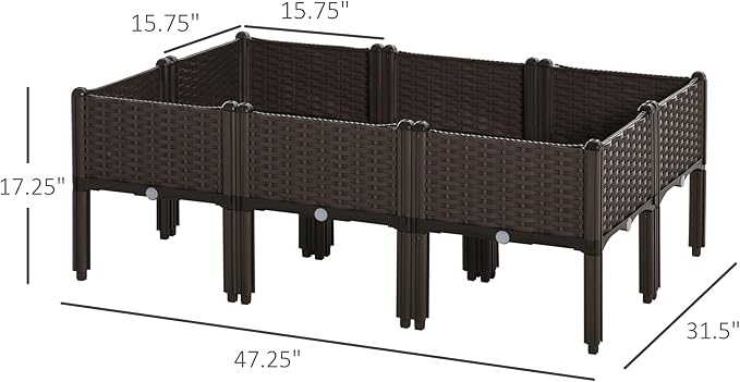 6 Pcs Raised Garden Bed Kit Elevated Self Watering Planter Boxes with Drainage Holes for Outdoor Flowers Vegetables and Herbs