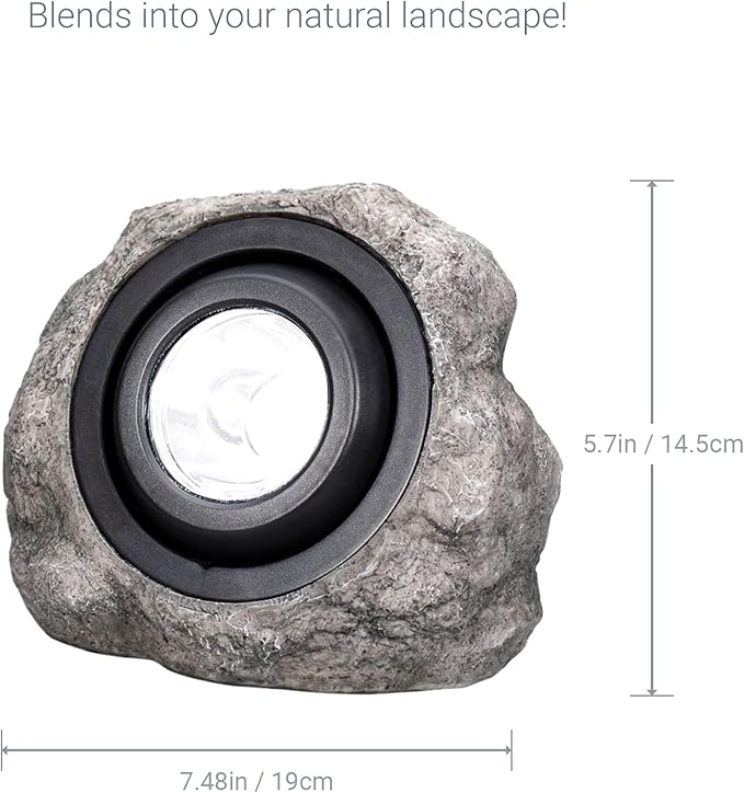 Koda 4-Pack Solar LED Rock Spotlights Adjustable and Weather-Resistant Dual Color Temperature Natural Blend with Outdoor Landscape Safety Night Lighting