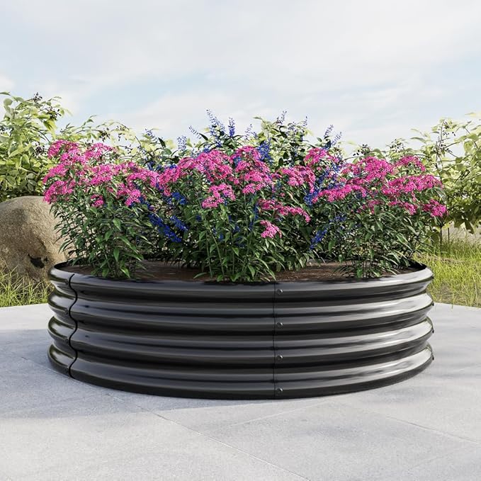 Heavy-Duty Galvanized Steel Raised Garden Bed for Vegetables Flowers Herbs and Fruits – Rust-Resistant Outdoor Planter Box (2PCS Black with 47.24x11.4 inches)