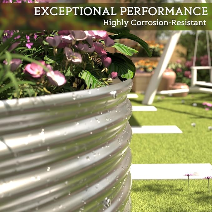 FRIZIONE 3pcs 6x3ft Galvanized Raised Garden Bed OutdoorSteel Garden Bed for VegetablesAbove Ground Garden Box for FlowerMetal Raised Beds for Gardening