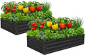 2 Pack 6x3x1FT Galvanized Raised Garden Beds Kit Outdoor Metal Gardening Planter Box for Vegetable Elevated Flower HerbsBlack