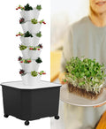 6/8/10/12 Layers Hydroponics Growing Sys-tem Indoor Garden Hydroponic Tower Growing Sys-tem Indoor Vertical Gardening Grow Kit with Pump and Movable WaterGrey-8LAYERS