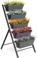 COSTWAY Vertical Raised Garden Bed 5 Tier Planter Box with Drainage Holes for Vegetables Grass Flowers Freestanding Garden Planter Indoor Outdoor Patio Balcony Greenhouse