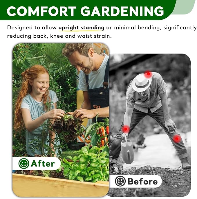 BSP Raised Garden Bed with Legs Outdoor Elevated Planter Box Flower Bed Wood Planter for Vegetable Herb Upgraded Solid Structure Growing Box Suitable for Backyard Patio and Balcony 48”L X 24”W