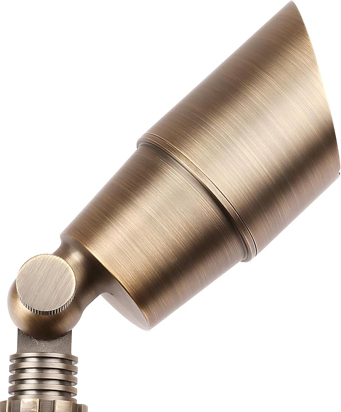 PARTPHONER Solid Brass Low Voltage Landscape Lighting Wired 12V LED Landscape Spotlights with Aluminum Housing MR16 Bulb Heavy Duty Outdoor Waterproof Up Lights for Garden Yard Trees 12Pack