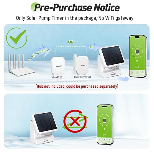 RAINPOINT Smart WiFi Solar Automatic Plant Waterer SystemWiFi HUB NeedAPP Control Drip Irrigation Pump DeviceIndoor Outdoor Use House Potted Plants Garden Balcony Grow Tent Water 10-20 Plants