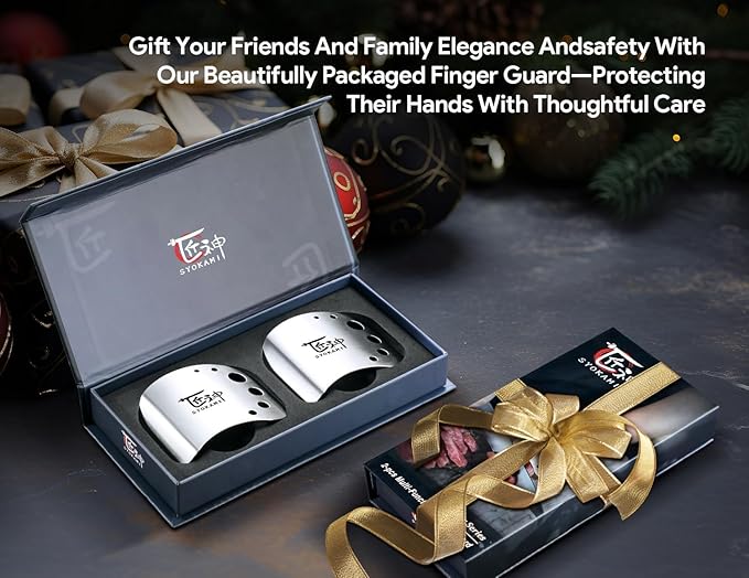 Finger Guards for Cutting Food Protects Women’s Fingers and Nails Ideal Gift for Her Mom or Wife 2 Stainless Steel Finger Protectors with Herb Stripper Adjustable Size