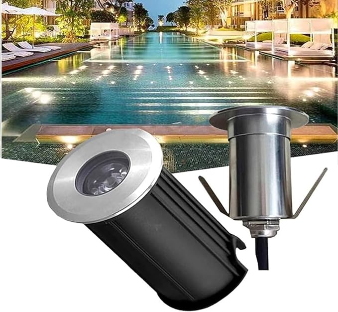 Ground LED Landscape Lamp Outdoor Buried Lights AC 12V Low Voltage Mini LED Underwater Pond Lights IP68 Waterproof 30° Beam Angle Recessed SpotlightYellow Light 3w75mm