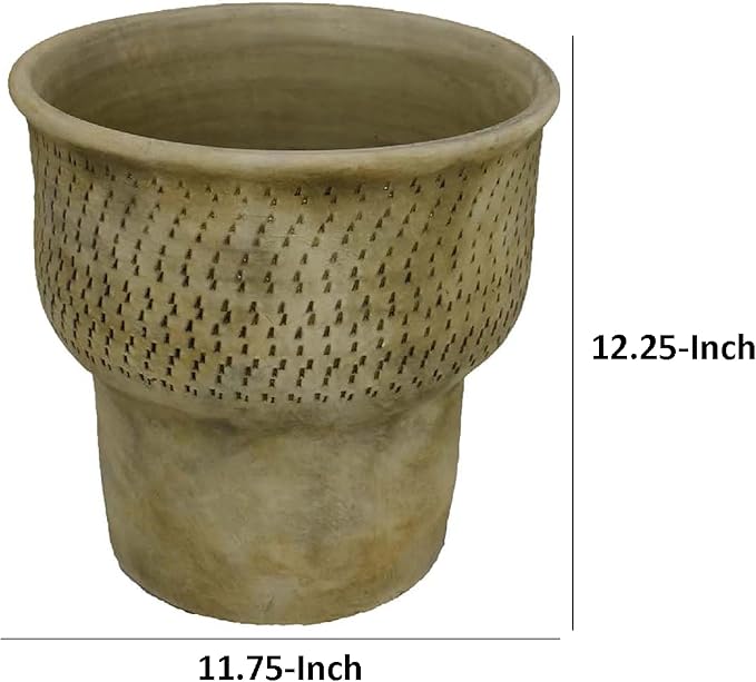 Garden Planter 12 Inch Tapered Base Antique Gray Terracotta