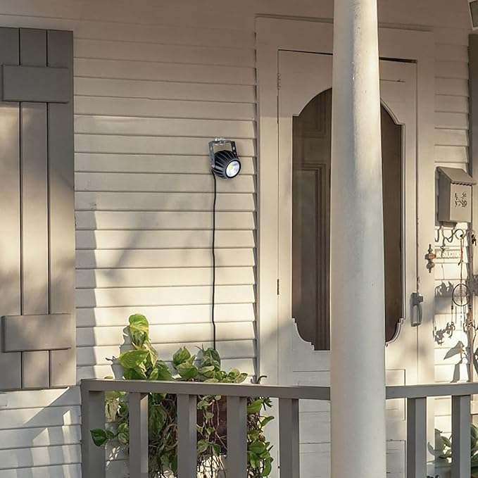 Kiven LED 7W Indoor/Outdoor Waterproof Spotlight Dimmable Porch Light with 9.84 FT Plug-in Cord and Remote Control Plug in Accent Light with Vinly Siding Hooks for Plants Porch Garden