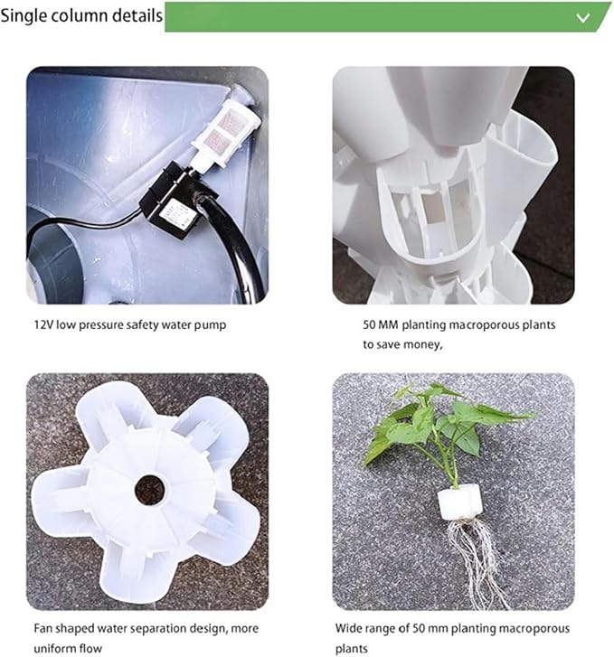 Hydroponics Growing System Vertical Hydroponic System of Rain Greenhouse Garden Indoor Hydroponics Tower with LED Light Gardening Planter Hydroponics KitHydroponic/1pc