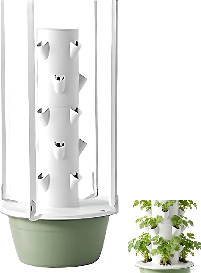 Multi-layer hydroponic planting tower 8-gallon large capacity hydroponic towerSoilless Cultivation Grow Tower LED Grow Lights Water Tank and Pumpfor Fruits and Vegetables Withlights-5Layer