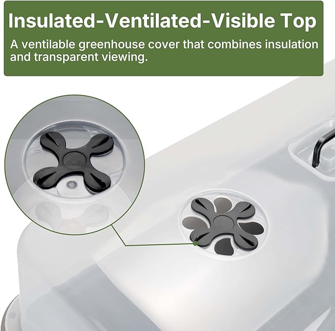 13.2 Gallon Self Watering Raised Garden Bed with or Without Transparent Ventilation Lid Greenhouse Planter Box with Legs for Indoor/Outdoor Use Ideal for Herbs &amp Vegetables (Grey with Lid)