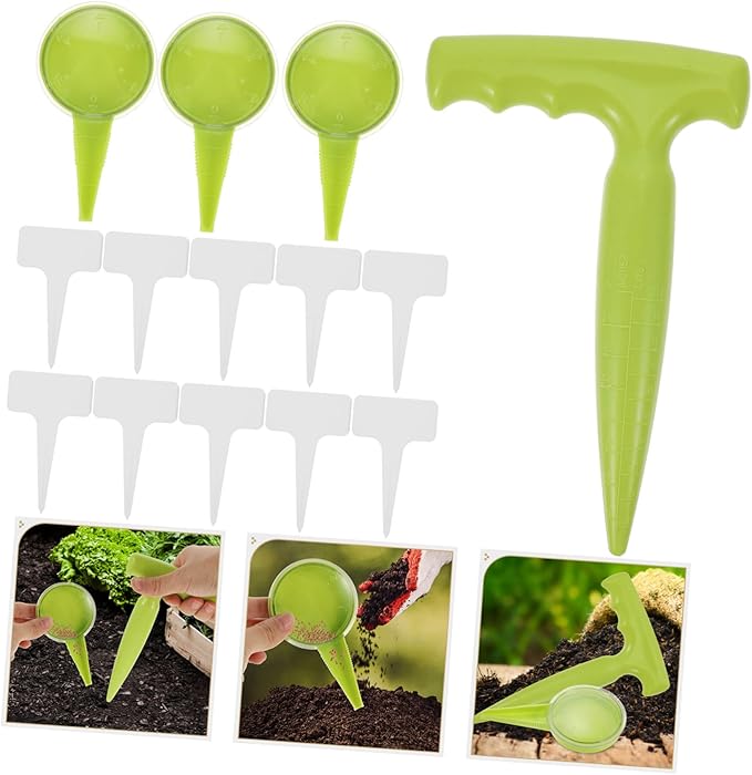 Kisangel 3sets Garden Planting Tool Set Dispenser for Efficient Sowing Compact Punch Labels for Home Gardening Enthusiasts