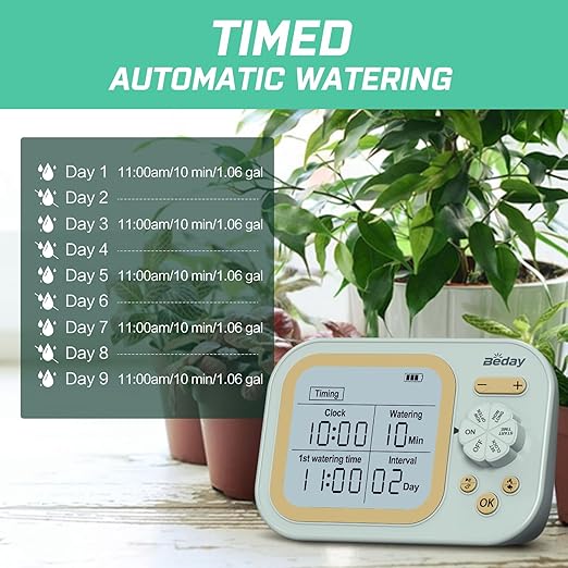 Automatic Plant Waterer Self Watering System Indoor for 15 Potted Plants Pack of 2 Auto Drip Irrigation Kit Programmable Water Timer w Smart Humidity Detection Green