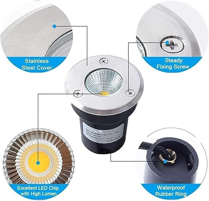 6PCS LED Beam Spotlights - Outdoor Floor Lamp 3W Ground Spotlights COB Mini Landscape Spotlight IP67 Waterproof Outdoor Recessed Spot Light Step Garden Floodlight(Green3W(24V))