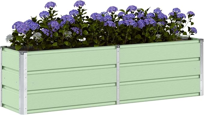 Steel Raised Garden Bed for Gardening Metal Planter Box for Vegetables Fruits Flowers 62.99 x 15.75 x 17.72 in Green-614
