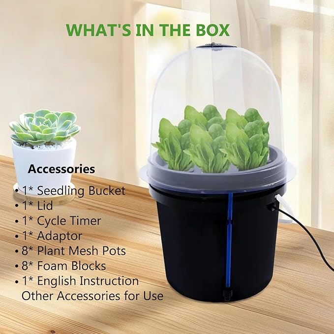 Hydroponics Seedling Cloning System Kit 8 Holes Cloning System Aeroponic Propagation Kit Fog Seedling Box Soilless Hydroponic Equipment for Indoor Outdoor Garden Vegetables