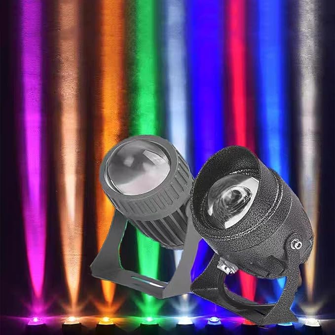 10W LED Floodlight - Long Range Spotlight Rotating Narrow Beam IP65 Waterproof Outdoor Architectural Lighting (White B-AC85-265V) &amp Yellow A-AC85-265V