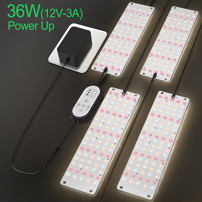 TONYFUL LED Grow Lights 360 LEDs Plant Lights for Indoor Growing 36W Premium Full Spectrum Grow Light with 4/8/12H Timer 10 Dimmable Levels - Ideal for Indoor Growing (8Pcs)