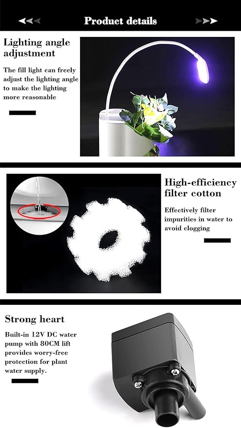 Hydroponics Growing System with Remote Control Vertical Indoor Garden Smart Self-Watering Pot with LED Grow Light